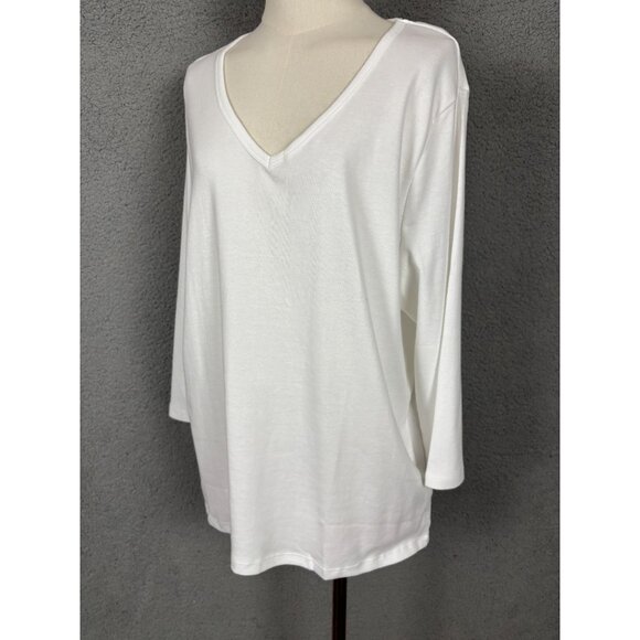 Style & Co Women's Essentials V-Neck Long Sleeve Top White Size Extra Large NWTs - Picture 4 of 8
